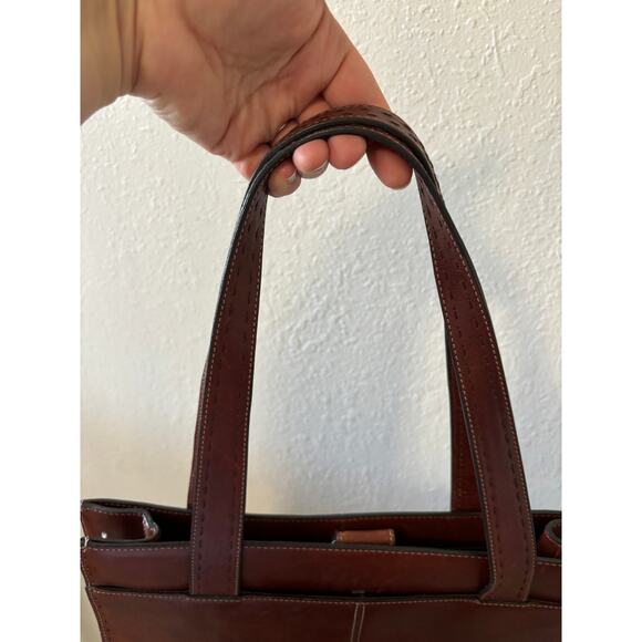 Vintage Fossil Tote Bag Brown Leather 12" x 15" - Picture 7 of 7